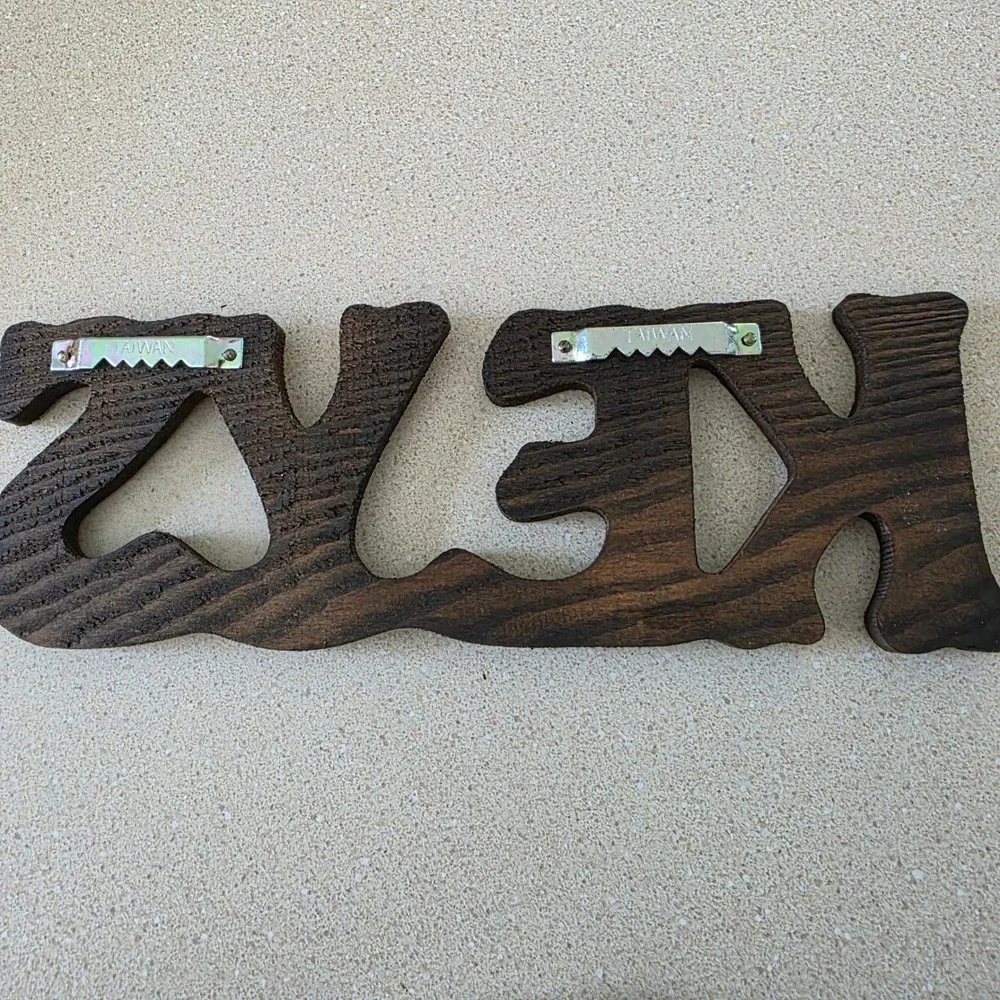 KEYS Wooden Wall Sign 8x3 Dark Brown Rustic Entryway Key Hook Holder